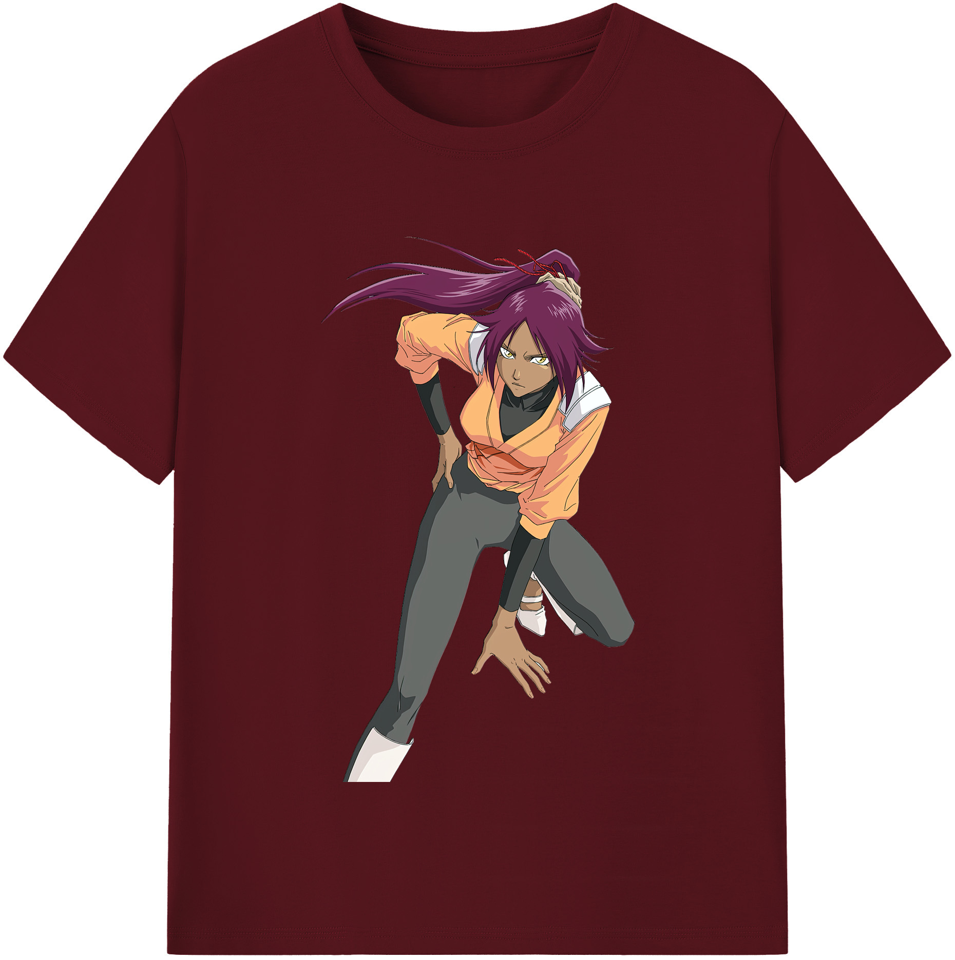 （画像用） ブリーチ 四楓院 夜一（しほういん よるいち） BLEACH Shihouin Yoruichi 綿100％半袖Tシャツ（フロントプリント）